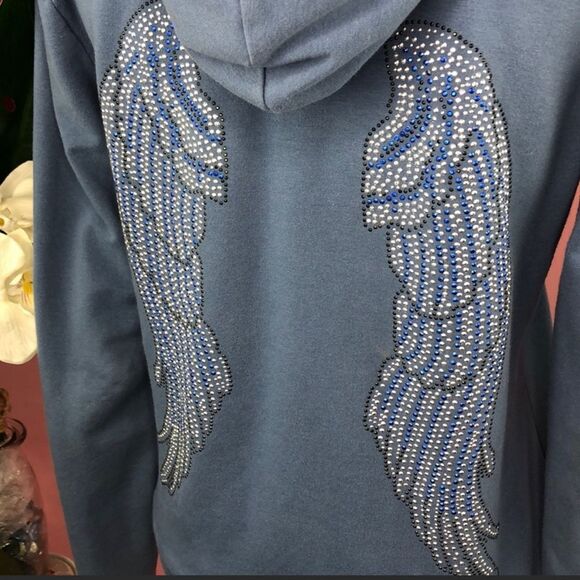 BCBGMaxAzria Blue Angel Wing Cotton Zip Hooded Jacket - Picture 3 of 15